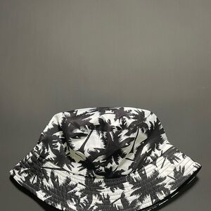 Kids Palm Tree Bucket Hat - Black and White